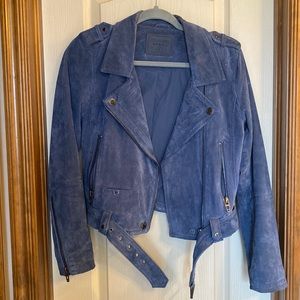 Blank NYC Slate Blue Morning Suede Moto Jacket